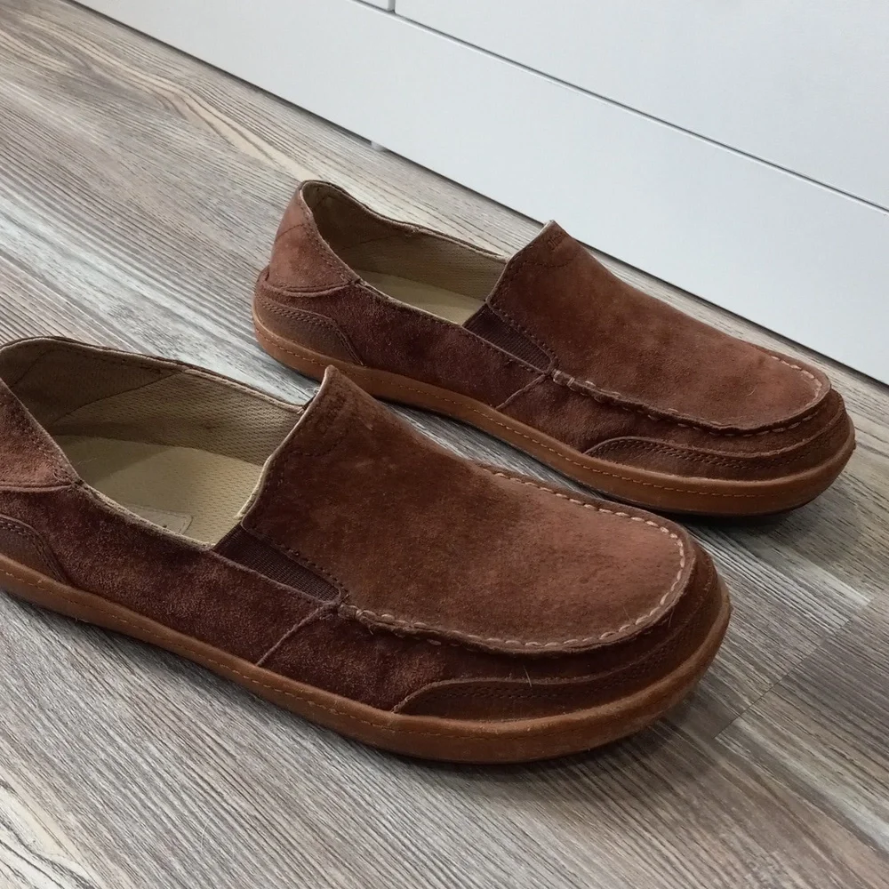 Olukai Puhalu Brown Suede Moccasin Slide Men's Size 8.5